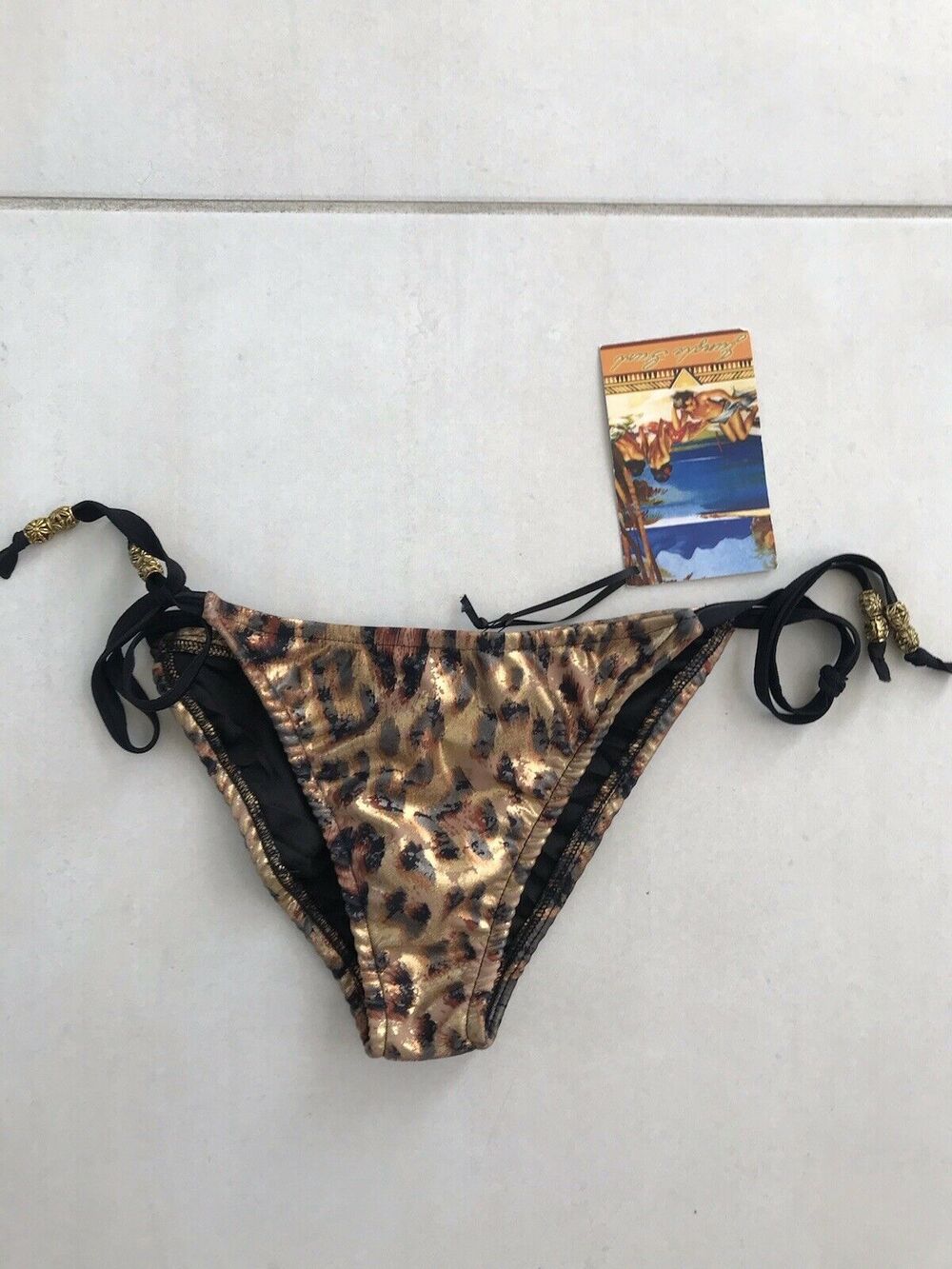 Jungle Gurl Swim Animal Print Metallic String Bikini Bottom